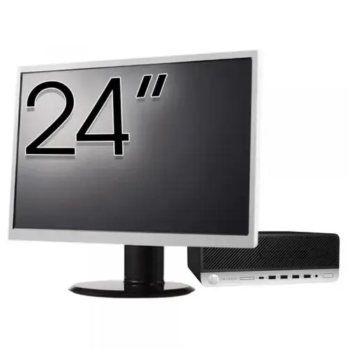 Calculator Sistem PC Refurbished Pachet Calculator refurbished HP ProDesk 600 G3 SFF, Intel Core i3-6100 3.70GHz, 8GB DDR4, 256GB SSD, DVD-ROM + Monitor 24"