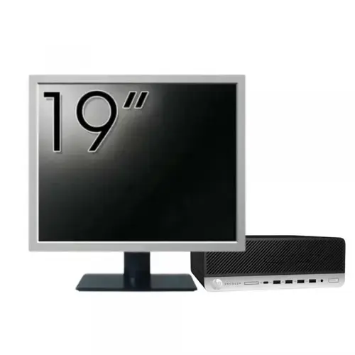 Calculator Sistem PC Refurbished Pachet Calculator refurbished HP ProDesk 600 G3 SFF, Intel Core i3-6100 3.70GHz, 8GB DDR4, 256GB SSD, DVD-ROM + Monitor 19"