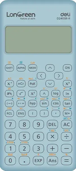 Calculator științific Deli LonGreen - ED240SR-R, 10+2 dgt, albastru