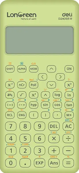 Calculator științific Deli LonGreen - ED240SR-R, 10+2 dgt, verde