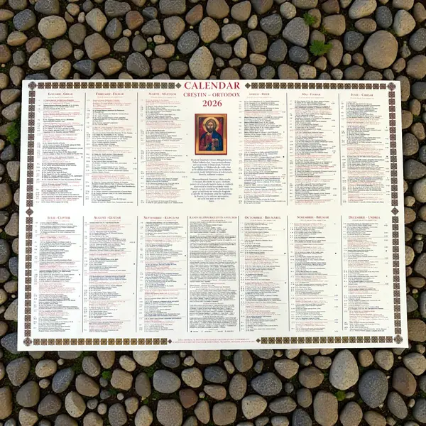 Calendar Creștin Ortodox 2026, tip foaie, de perete - Default Title