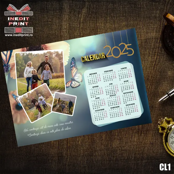 Calendar magnetic personalizat cu 3 poze si text CL1 A4 - 297x210mm
