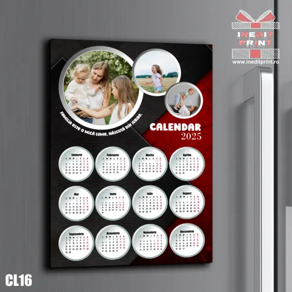 Calendar magnetic personalizat cu 3 poze si text - CL16 A4 - 297x210mm