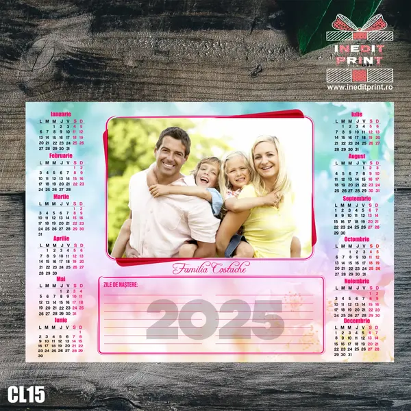 Calendar magnetic personalizat cu poza si text CL15 A4 - 297x210mm