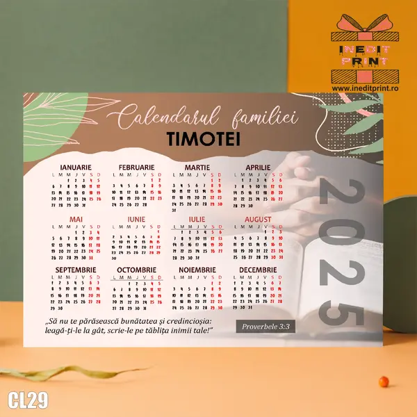 Calendar magnetic personalizat cu verset + nume - CL29