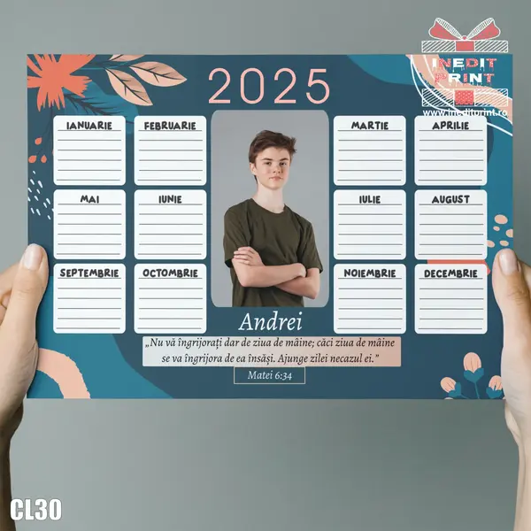 Calendar magnetic personalizat cu verset, nume si poza - CL30