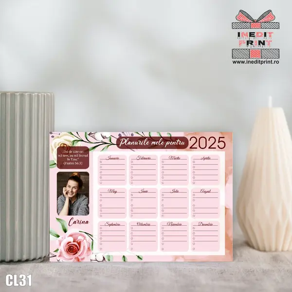 Calendar magnetic personalizat cu verset, nume si poza - CL31