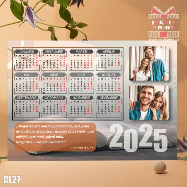 Calendar magnetic personalizat verset + 2 poze - CL27