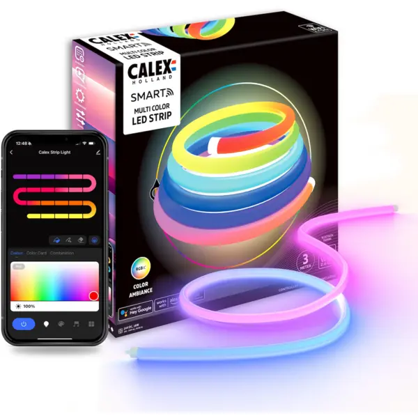 Calex Banda LED Calex Smart Neon Tube 360°, 3m, RGBIC, 18W, 3M, IP44, Multicolor