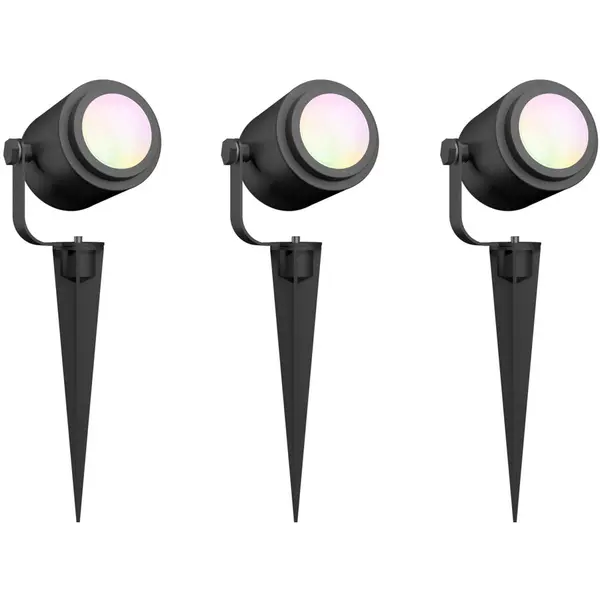 Calex Spoturi LED de gradina Calex Smart Ground 24V, RGB + alb cald, 9W, IP44, 400 lm, clasa F, Set 3 buc, Negru