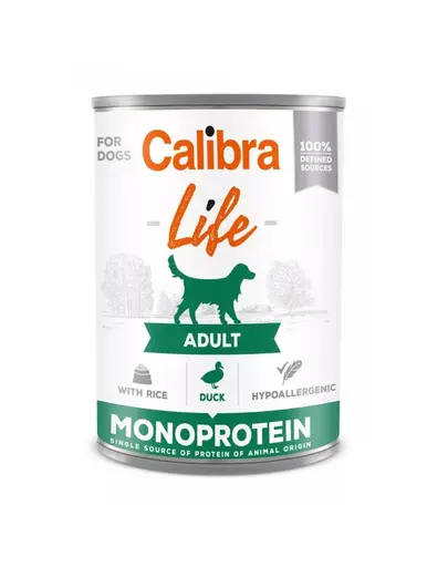 CALIBRA Dog Life Adult Duck with Rice 400 g rata si orez, hrana completa pen­tru caini adulti