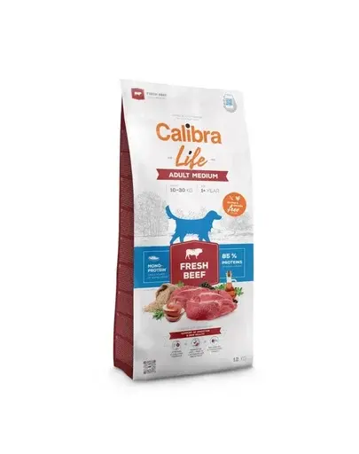 Calibra Dog Life Adult Medium Fresh Beef hrană completă cu carne de vită pentru câini de talie medie 12 kg