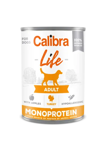 Calibra Dog Life Turkey with Apples 400 g, conserva