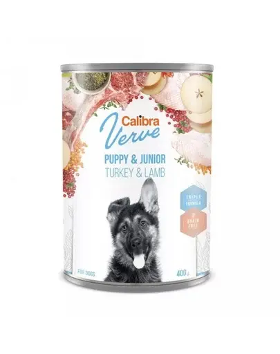 CALIBRA Dog Verve GF Puppy&Junior Turkey&Lamb 400 g curcan si miel pentru pui de caine si caini juniori