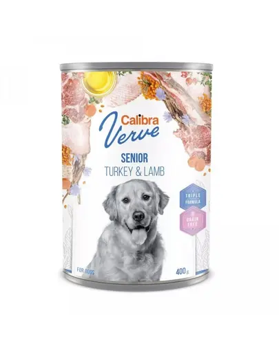 CALIBRA Dog Verve GF Senior Turkey&Lamb 400 g conserva fara cereale, curcan si miel pentru caini seniori