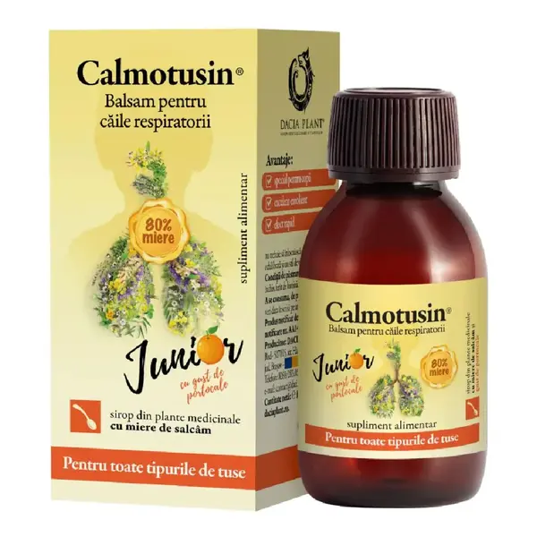 Calmotusin Junior sirop cu gust de portocale, 100 ml, Dacia Plant