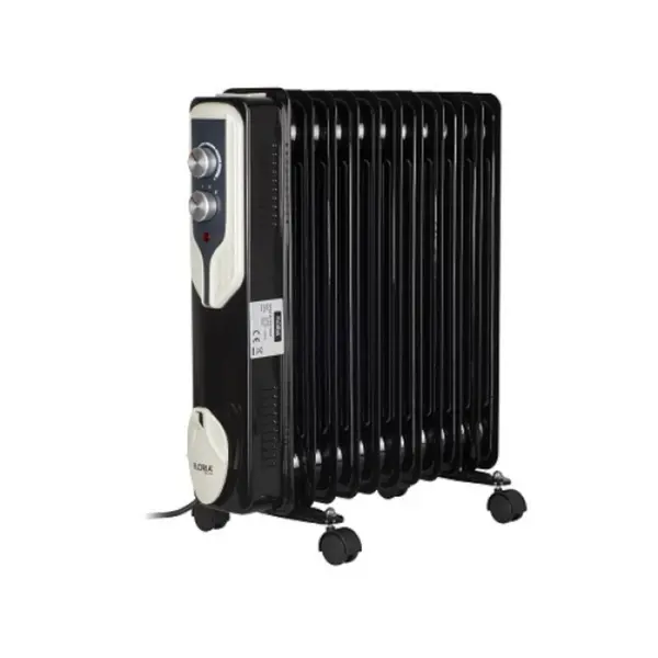 Calorifer electric Floria ZLN-3666,Negru 2500 W, 11 elementi, 3 trepte de putere, Termostat reglabil, Protectie supra-incalzire, Indicator luminos,