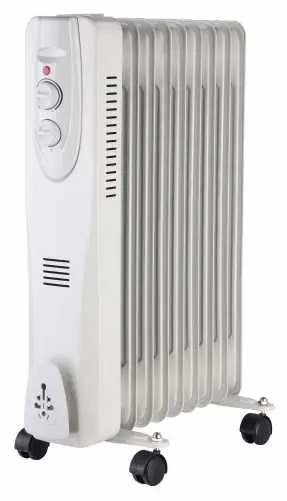 Calorifer Portabil cu Ulei, 9 Elementi, Putere 2000W, Termostat Reglabil, Protecție Supraîncălzire, Mobil cu Role, Well