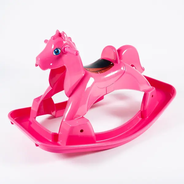 Calut balansoar pentru copii Doloni Pink, design ergonomic, cu manere de siguranta si sezut confortabil, dimensiune 89.7 x 53.1 x 55 cm