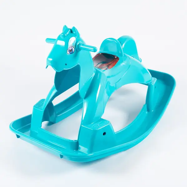 Calut balansoar pentru copii Doloni Turquoise, design ergonomic, cu manere de siguranta si sezut confortabil, dimensiune 89.7 x 53.1 x 55 cm