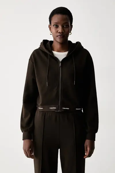 Calvin Klein Jeans hanorac cu fermoar pentru femei din bumbac