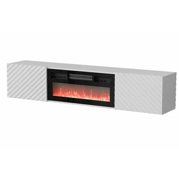Cama MEBLE Comoda Cama Meble RTV Lara, 183x35x37, Alb mat cu Semineu Negru