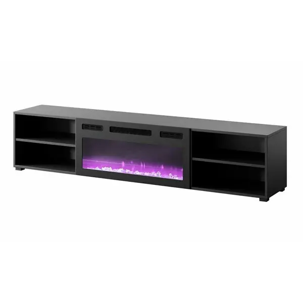 Cama MEBLE Comoda Cama Meble RTV Polo,180x33x39, PAL-MDF cu semineu electric Negru