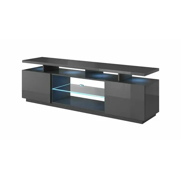 Cama MEBLE Comoda TV Cama Meble Eva, 180x40x56, PAL-MDF, Gri lucios