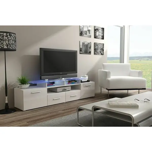 Cama MEBLE Comoda TV Cama Meble Evora 200 , Alb lucios