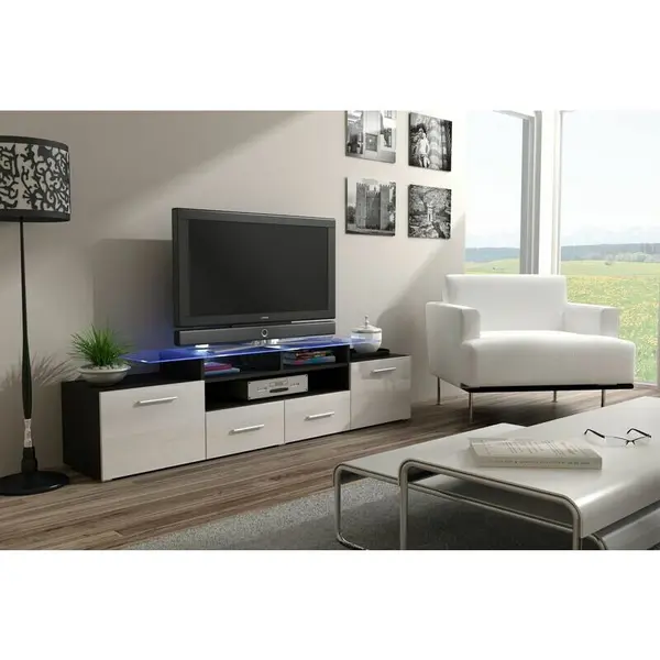 Cama MEBLE Comoda TV Cama Meble Evora 200, Wenge-Alb lucios