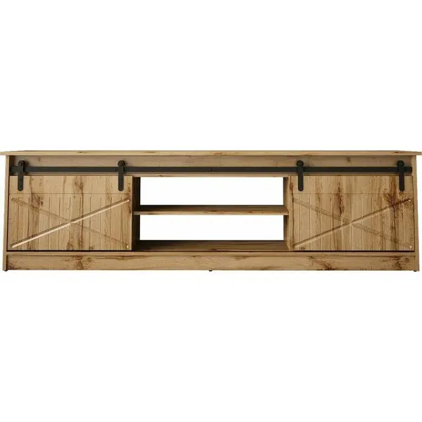 Cama MEBLE Comoda TV, Cama Meble, Granero, PAL-MDF, 35x56.7x200cm, Maro-Stejar
