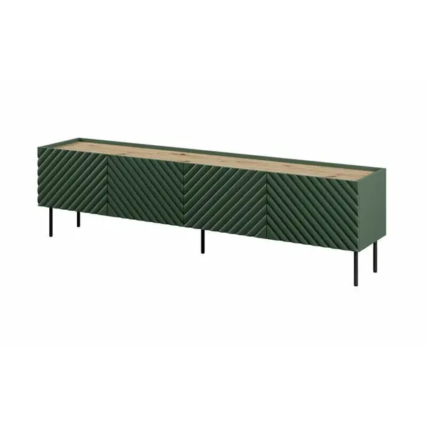 Cama MEBLE Comoda TV Cama Meble Onda, 4 usi, texturata, 200x40x54cm, PAL-MDF, Verde