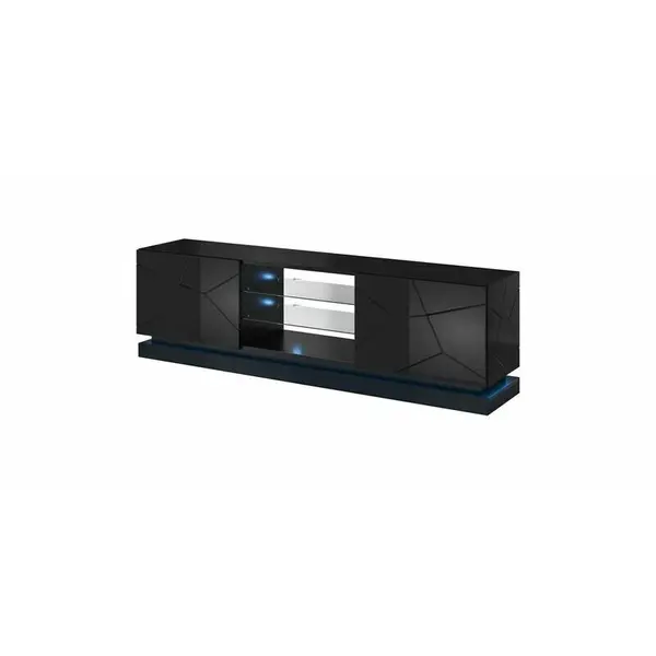 Cama MEBLE Comoda TV Cama Meble QIU 200, MDF-PAL, 42x57x200cm, Negru