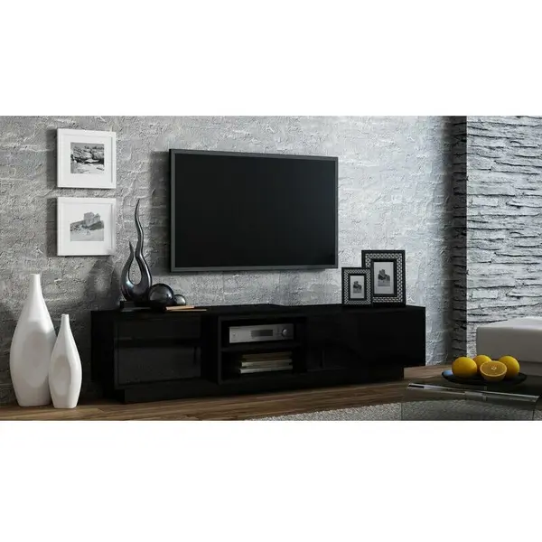 Cama MEBLE Comoda TV Cama Meble Sigma1 180, PAL-MDF, Negru