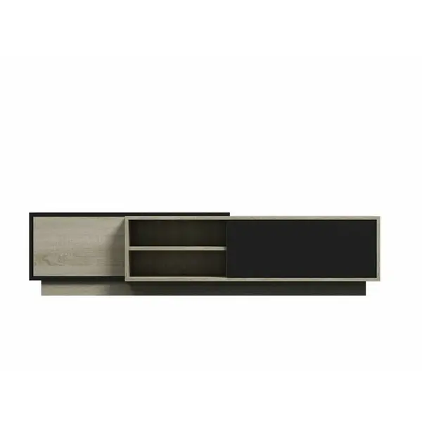 Cama MEBLE Comoda TV Cama Meble Sigma1 180, PAL-MDF, Stejar sonoma-Negru lucios