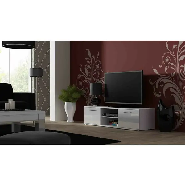 Cama MEBLE Comoda TV Cama Meble Soho 140, Alb lucios