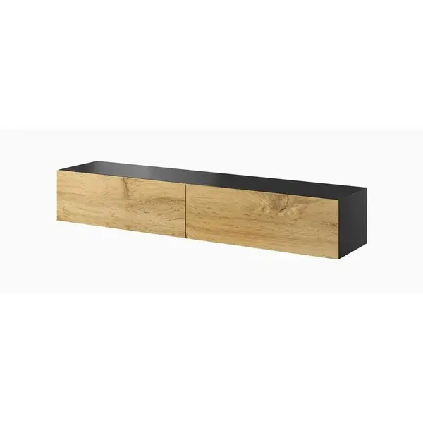 Cama MEBLE Comoda TV Cama Meble Vigo 180, 30/180/40 cm, Negru-Stejar