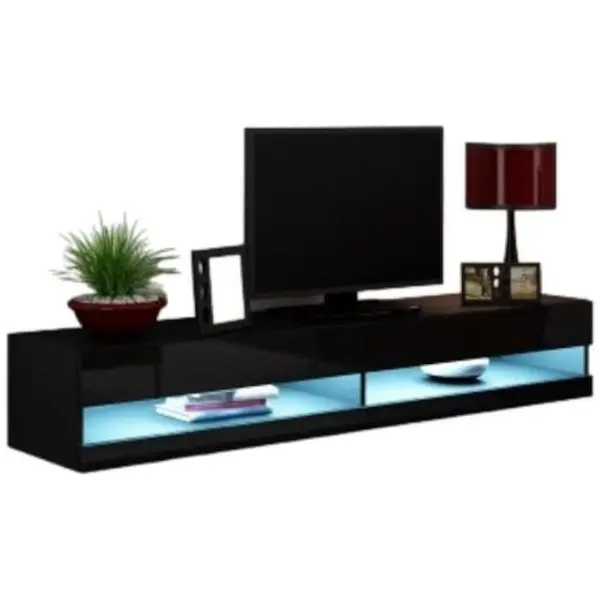 Cama MEBLE Comoda TV, Cama Meble VIGO NEW, 30x180x40 cm, Negru - Negru lucios