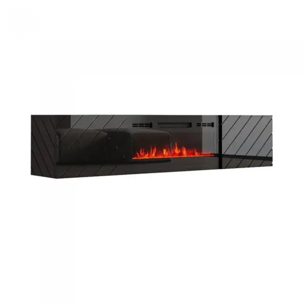 Cama MEBLE Comoda TV cu semineu electric, Cama Meble Luxe , PDF, 182.6x34.5x37.5cm, Negru