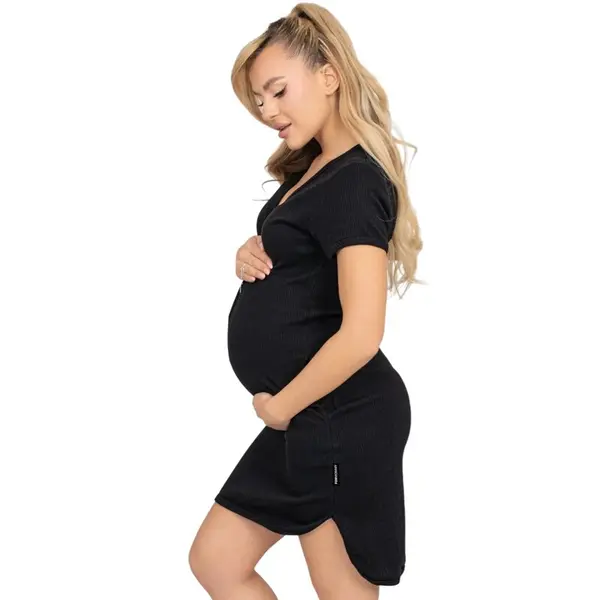 Camasa alaptat, Mona, Din bumbac, Cu capse pe mijloc, Masura XL, Black