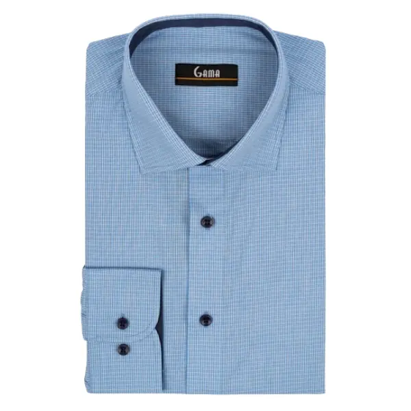 Camasa barbati 24-1918 Slim Fit, bleu/carouri alb si bleumarin, Gama | marimea 43/44