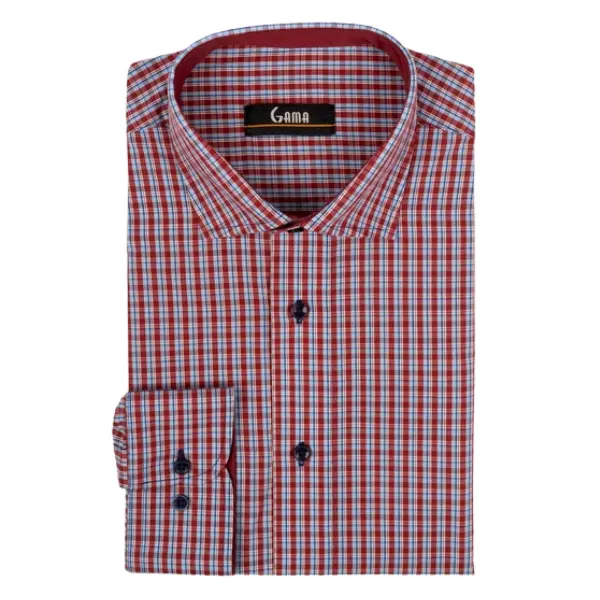Camasa barbati 24-1924 Slim Fit, bordo/albastru carouri, Gama | marimea 43/44