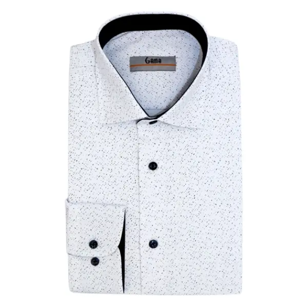 Camasa barbati CONFORT DND Y24-01 Slim Fit, alb/imprimeu bleumarin, Gama | marimea 43/44