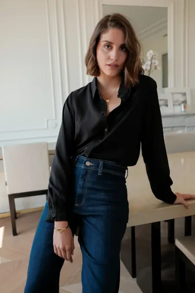 Camasa neagra premium cu detalii brodate, ASD93129 M10