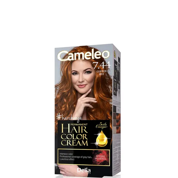 Cameleo Permanent Hair Color Cream Kit with Omega+ - 7.44 Copper Red