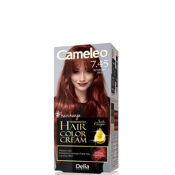 Cameleo Permanent Hair Color Cream Kit with Omega+ - 7.45 Intensive Red