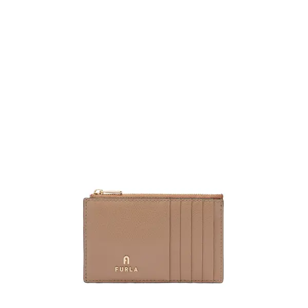 Camelia m zipped card case greige