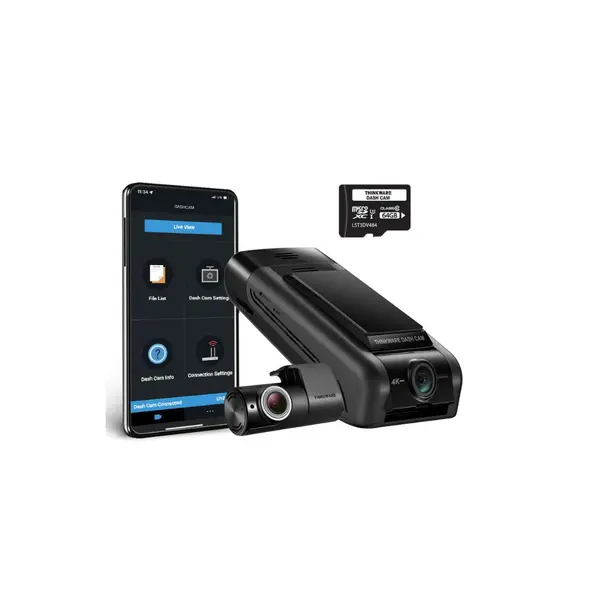 Camera auto fata/spate Thinkware U1000 PLUS 2CH, 8 MP, GPS, dual band WiFi, Bluetooth, mod parcare, asistenta trafic, hardwire, card 64 GB
