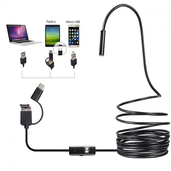 Cameră de inspecție wireless K&F, endoscop USB impermeabil, cu 6 LED-uri, 3 în 1.
