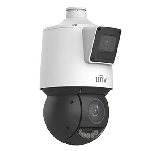 Camera de supraveghere Dual-lens IP, PTZ, 4MP, IR 100m&WL30m, Audio, Alarm, PoE, IP66 - UNV IPC94144SFW-X25-F40C